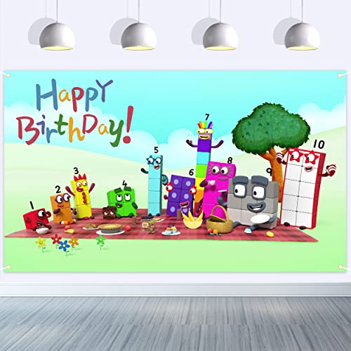 Numberblocks Backdrop Birthday Party Decoration - 5x3ft Numberblocks Background Party Supplies Digital Birthday Decoration for Kids School Wall Decorations