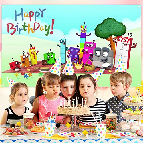 Numberblocks Backdrop Birthday Party Decoration - 5x3ft Numberblocks Background Party Supplies Digital Birthday Decoration for Kids School Wall Decorations