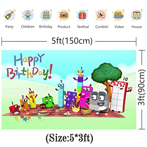 Numberblocks Backdrop Birthday Party Decoration - 5x3ft Numberblocks Background Party Supplies Digital Birthday Decoration for Kids School Wall Decorations