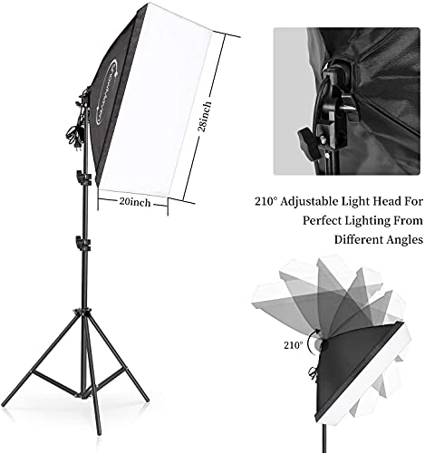 ShowMaven Softbox Lighting Kit, Studio Lights with 2 135W Bulbs 5500K Continuous Photography Lighting Kit for Filming Portrait Product Shooting Photography Video Recording