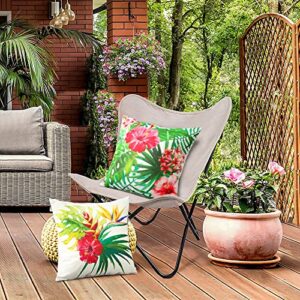 OTOSTAR Pack of 4 Waterproof Throw Pillow Covers, Tropical Plants and Flowers Parrot Flamingo Pattern Cushion Cover, Indoor&Outdoor Decorative Pillowcase for Patio Couch Bed Sofa, 16x16 Inch