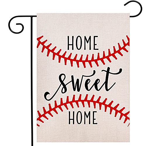 Baseball Garden Flag 12.5 x 18 Inch Vertical Double Sided Home Sweet Home Bat Ball Sport Softball Flag Yard Outdoor Decoration