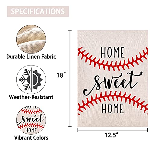 Baseball Garden Flag 12.5 x 18 Inch Vertical Double Sided Home Sweet Home Bat Ball Sport Softball Flag Yard Outdoor Decoration