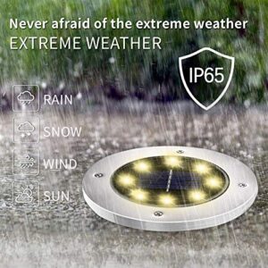 INCX Solar Ground Lights, 8 LED Garden Lights Solar Powered,Disk Lights Waterproof In-Ground Outdoor Landscape Lighting for Patio Pathway Lawn Yard Deck Driveway Walkway,Warm White 12 Packs