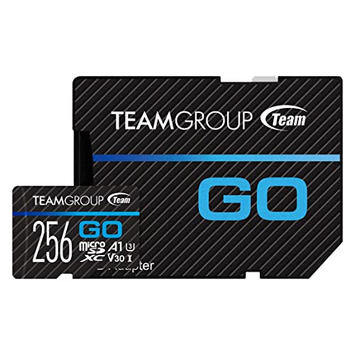 TEAMGROUP GO Card 256GB x 2 PACK Micro SDXC UHS-I U3 V30 4K for GoPro & Drone & Action Cameras High Speed Flash Memory Card with Adapter for Outdoor Sports, 4K Shooting, Nintendo-Switch TGUSDX256GU364