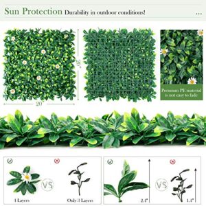 Giantex 12PCS 20x20inch Artificial Boxwood Panels Garden Privacy Fence Screen, 33.3 Sq.ft Faux Greenery Wall Privacy Hedge for Wedding Decor Fence Backdrop, Patio Topiary Hedge Protective Screen