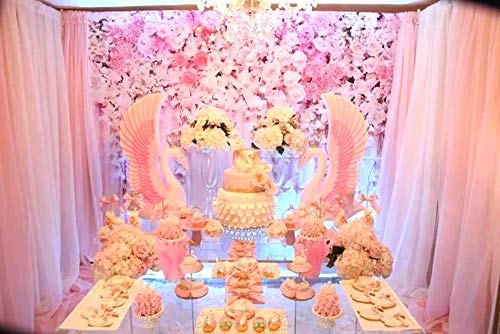 FiVan 7x5ft Pink Flower Backdrop Dessert Table Photo Booth Baby Shower Birthday Photography Background Floral Curtain DesignD-9354