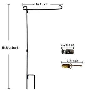 Garden Flag Stand Iron Garden Flag Pole 36.5x16.5 inch with 2 Flag Stopper and 1 Tiger Clip Garden flag stake for Outdoor Decorate Garden Yard