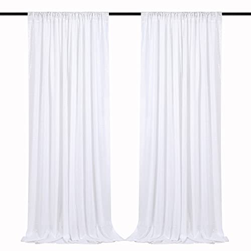 Sequin Curtains 2 Pieces White 2FTx8FT Sequin Photo Backdrop Birth Party Sequin Backdrop Curtain