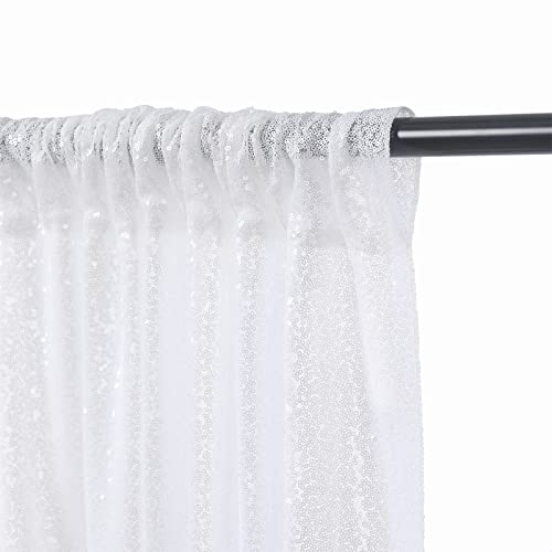 Sequin Curtains 2 Pieces White 2FTx8FT Sequin Photo Backdrop Birth Party Sequin Backdrop Curtain