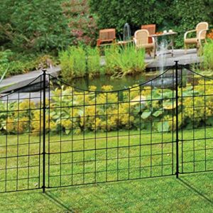 zippity outdoor products wf29001 25 in h no dig decorative metal pet easy install dog fence for yard, wire garden border, (5 panels, black)