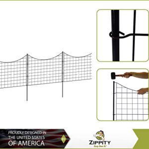Zippity Outdoor Products WF29001 25 in H No Dig Decorative Metal Pet Easy Install Dog Fence For Yard, Wire Garden Border, (5 Panels, Black)