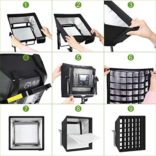 GVM Foldable Softbox Diffuser with Grid Beehive for RGB 800D/560AS/480LS Series LED Video Light, 1 Pack， Suitable for Studio Lighting, Portrait Photography, Video Lighting, Led Panel, 11"x11"