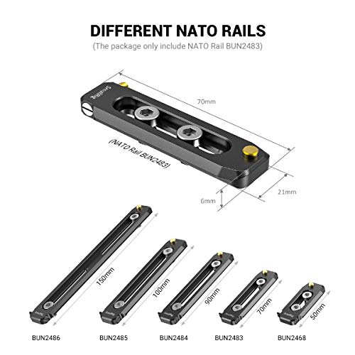 SMALLRIG Universal Low-Profile Quick Release NATO Rail Safety Rail 70mm/2.8inches Long with 1/4'' Screws for NATO Handle Camera Cage EVF Mount – BUN2483
