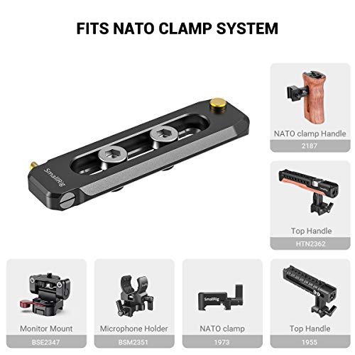 SMALLRIG Universal Low-Profile Quick Release NATO Rail Safety Rail 70mm/2.8inches Long with 1/4'' Screws for NATO Handle Camera Cage EVF Mount – BUN2483