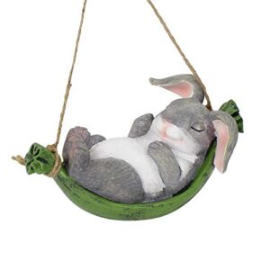 xauiio resin swing rabbit garden statue simulation gray outdoor garden landscape hanging decoration creative home animal statue gifts