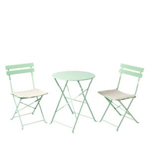 patio choice patio bistro set, outdoor patio furniture sets,3 piece patio set of foldable bistro chairs and table,mint green