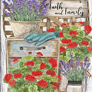 Faith and Family Farmhouse Spring Garden Flag Floral 12.5" x 18" Briarwood Lane