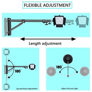 4.3ft/130cm Wall Mount Triangle Boom Arm, 180º Flexible Rotation, Save Space, for Ring Light, Photography Strobe Light, Monolight, Softbox, Umbrella and Reflector