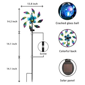 VEWOGARDEN 42.5 inch Peacock Metal Solar Wind Spinner, Wind Sculpture Yard Art Decorations for Patio, Lawn & Garden Decor