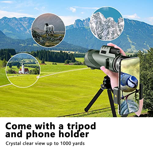 80x100 Monocular-Telescope Low Night Vision Monoculars High Definition for Adults High Powered with Smartphone Adapter Telescope Hunting Wildlife Bird Watching Travel Camping Hiking