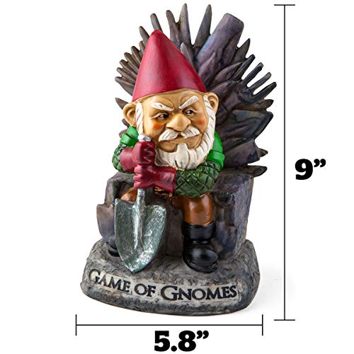 Big Mouth Inc Game of Gnomes Garden Gnome – Comical Garden Gnome, Hand-Painted Weatherproof Ceramic Lawn Gnome, Makes a Great Gift, 9.5” Tall