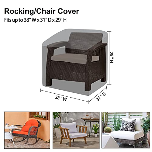 Patio Chair Cover Waterproof, Outdoor Lounge Deep Seat Sofa Cover, Heavy Duty Patio Furniture Cover for All-Weather Protection Black (38 x 31 x 20 /29 inch)