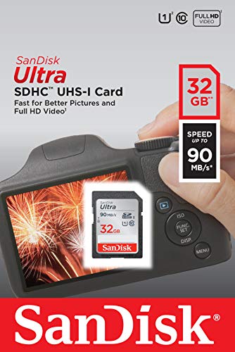 SanDisk 32GB Ultra SDHC UHS-I Memory Card - 90MB/s, C10, U1, Full HD, SD Card - SDSDUNR-032G-GN6IN