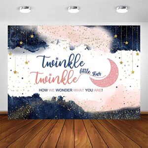 avezano navy blue blush pink gender reveal backdrop twinkle twinkle little star party decorations photography background rose gold and navy pregnancy reveal surprise party photoshoot (7x5ft)
