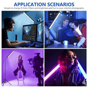 2 Pack LED Video Light Wand Kit, Unicucp 5600K Photography Lighting Sticks with 27"-79" Tripod Stand for Photographic Studio/Video Fill Light/Collection Portrait/Live Streaming/Video Conferencing