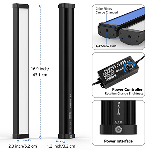 2 Pack LED Video Light Wand Kit, Unicucp 5600K Photography Lighting Sticks with 27"-79" Tripod Stand for Photographic Studio/Video Fill Light/Collection Portrait/Live Streaming/Video Conferencing