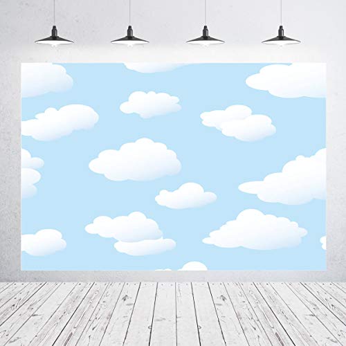 Blue Sky White Cloud Backdrop Birthday Party Backdrops Kids Photography Background Shooting Studio Props 6x4ft