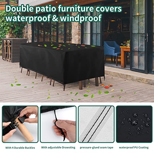 Patio Furniture Covers, Smdodddy 420D Patio Covers Rectangular Patio Furniture Set Cover, 83" L x 51" W x 29" H Outdoor Sectional Sofa Set Covers,Outdoor Patio Table Covers Fit for 8-10 Seats