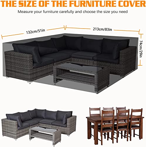 Patio Furniture Covers, Smdodddy 420D Patio Covers Rectangular Patio Furniture Set Cover, 83" L x 51" W x 29" H Outdoor Sectional Sofa Set Covers,Outdoor Patio Table Covers Fit for 8-10 Seats