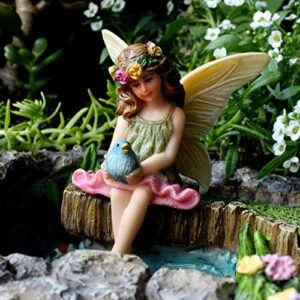 PRETMANNS Fairy Garden Fairies - Fairy Garden Accessories - Fairies for Fairy Garden Outdoor - Garden Fairy Figurine Vicky on Log for Miniature Garden 2 Items