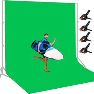 12 x 10 ft large green screen backdrop for photography, greenscreen background for zoom meeting, polyester cloth fabric curtain with 4 spring clamps, chromakey video photoshoot studio gaming youtube