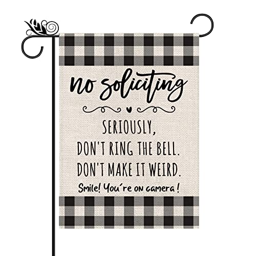 Funny Garden Flag No Soliciting Seriously Don't Ring The Bell Don't Make It Weird Smile Vertical Double Sided Outdoor Indoor Yard Decoration 12.5 x 18 Inch