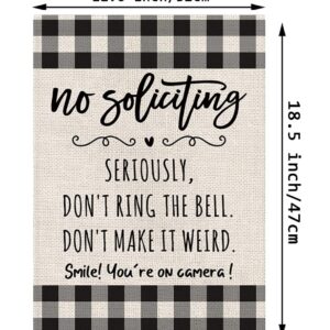 Funny Garden Flag No Soliciting Seriously Don't Ring The Bell Don't Make It Weird Smile Vertical Double Sided Outdoor Indoor Yard Decoration 12.5 x 18 Inch