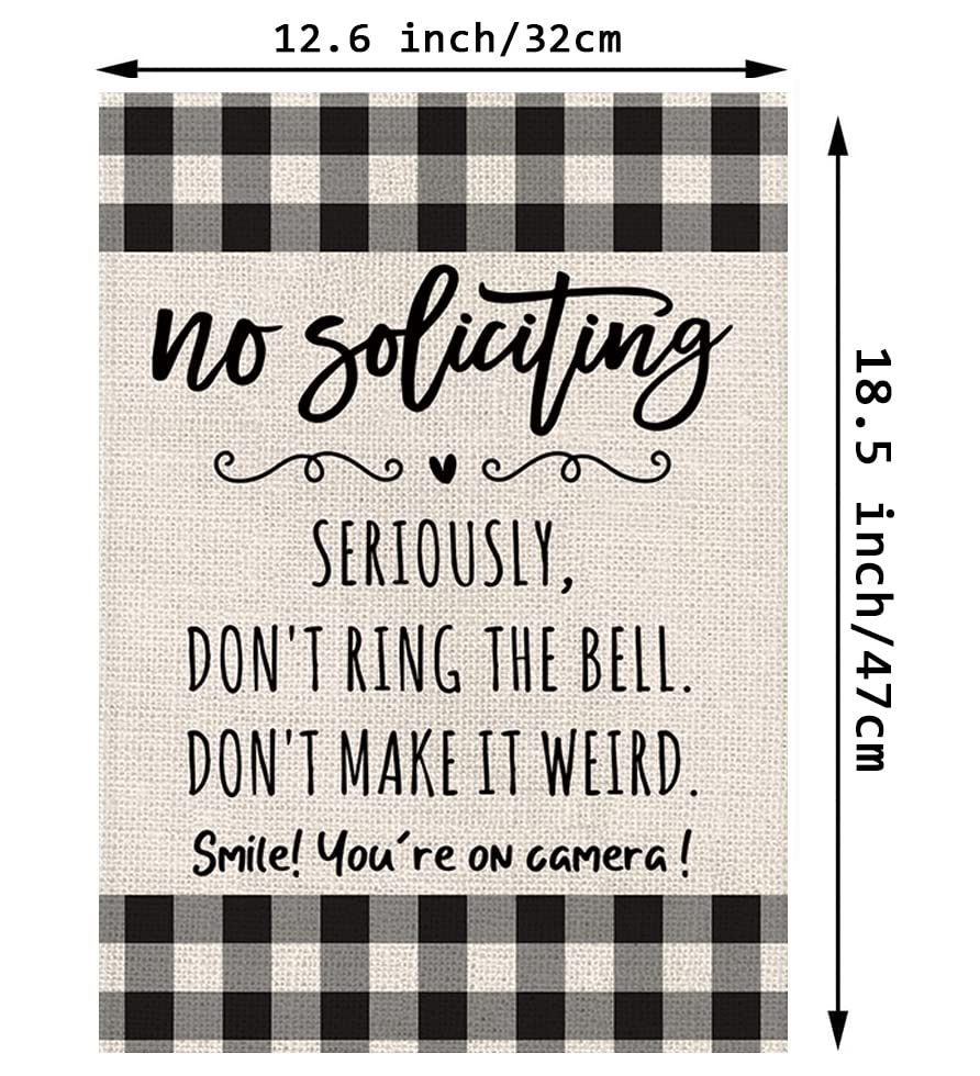 Funny Garden Flag No Soliciting Seriously Don't Ring The Bell Don't Make It Weird Smile Vertical Double Sided Outdoor Indoor Yard Decoration 12.5 x 18 Inch