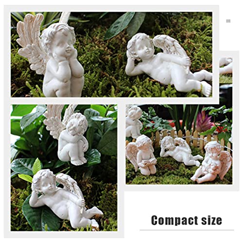 Toyvian 5pcs Decorative Angel Garden Stakes Miniature Resin Jupiter Angel Figurine Sculpture Small Memorial Statue for Potted Plants Fairy Garden Accessories