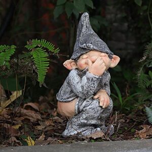 pooping garden gnome statue,naughty funny outdoor statue resin elf garden figures figurines lawn decor,dwarf garden sculptures and statues miniature mold for yard art-urinating dwarfs 5x7x13cm(2×2.7×5