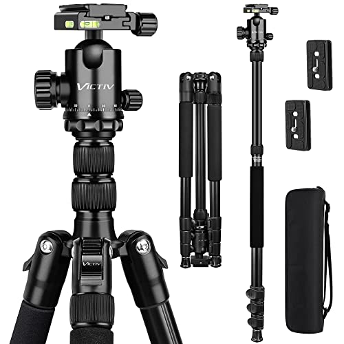 VICTIV 78" Tripod Camera Tripod, Tall Heavy Duty Tripods & 81" Monopods for DSLR Binoculars Laser Level, Professional Aluminum Tripod Stand with Ball Head, Compatiable with Canon Nikon Sony Cameras