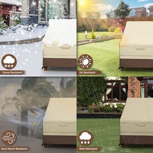 MR. COVER Outdoor Chaise Lounge Covers Waterproof for 74-76 Inch Patio Lounge Chairs, Sturdy 600D Polyester & Double-Stitched Seams, Brown & Khaki, Set of 2