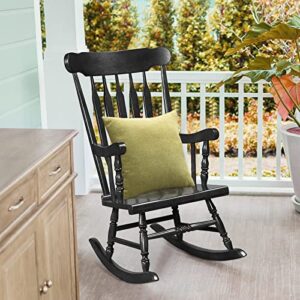 Giantex Outdoor Wood Rocking Chair - Patio Rocking Chair with Solid Frame, Slat Back, Outside & Indoor Rocker for Garden, Poolside, Balcony, Backyard, Fire Pit, Lawn, Front Porch Rocker(1, Black)