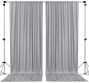 ak trading co. 10 feet x 10 feet polyester backdrop drapes curtains panels with rod pockets – wedding ceremony party home window decorations – silver