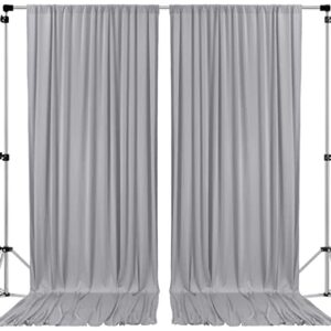 AK TRADING CO. 10 feet x 10 feet Polyester Backdrop Drapes Curtains Panels with Rod Pockets - Wedding Ceremony Party Home Window Decorations - Silver