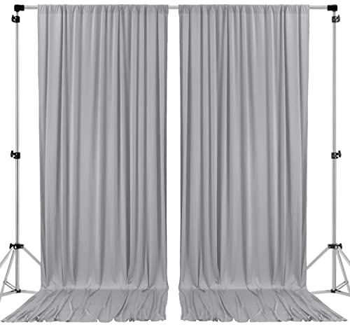 AK TRADING CO. 10 feet x 10 feet Polyester Backdrop Drapes Curtains Panels with Rod Pockets - Wedding Ceremony Party Home Window Decorations - Silver