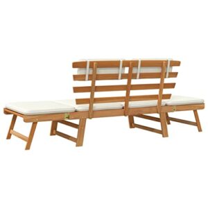 vidaXL Solid Acacia Wood Patio Bench with Cushions 2-in-1 Outdoor Garden Lawn Yard Terrace Balcony Lounge Bed Seat Seating Furniture