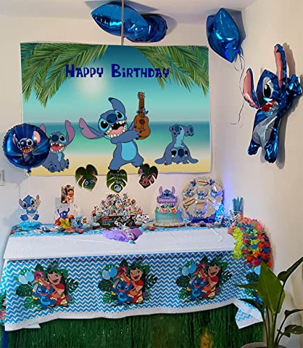 Tropical Luau Happy Birthday Backdrop and 70x42in Tablecloth for Kids Baby Shower Birthday Party Supplies Decorations 6x4ft