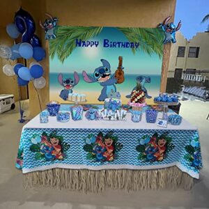 Tropical Luau Happy Birthday Backdrop and 70x42in Tablecloth for Kids Baby Shower Birthday Party Supplies Decorations 6x4ft